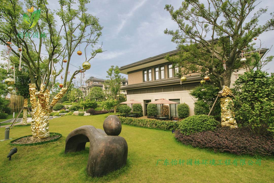 紹興景瑞上府小區別墅展示區綠化工程實景圖