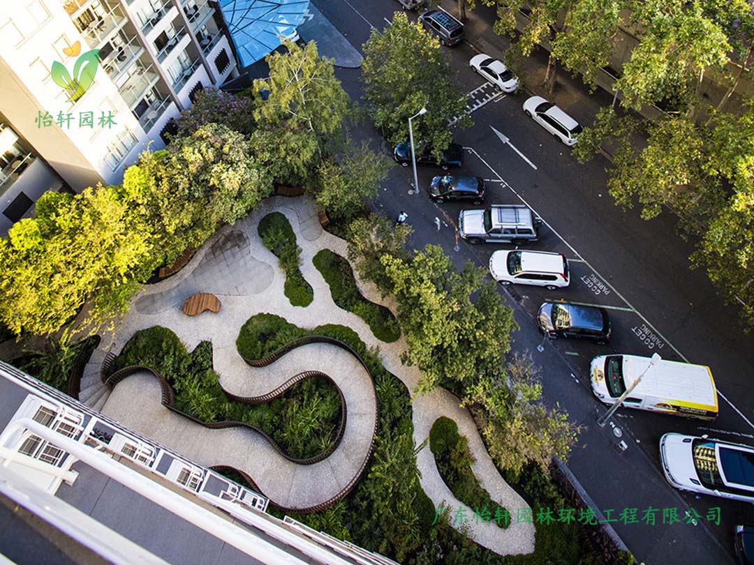 天河智慧城商業街小花園綠化工程實景圖