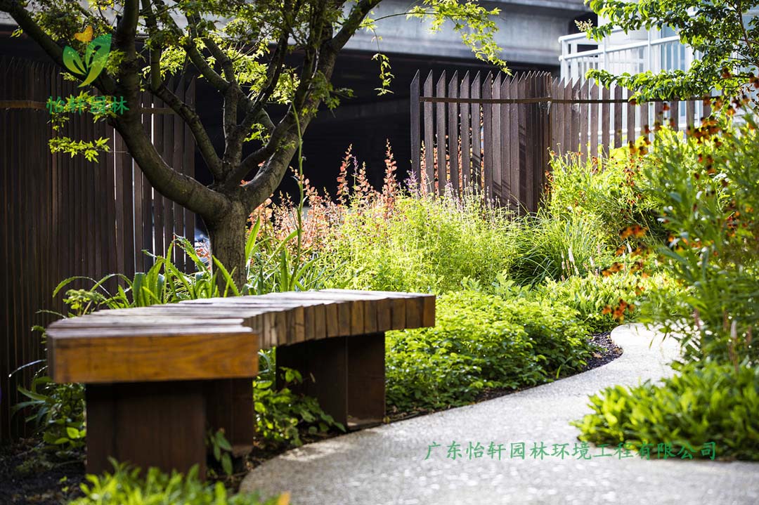 天河智慧城商業街小花園綠化工程實景圖
