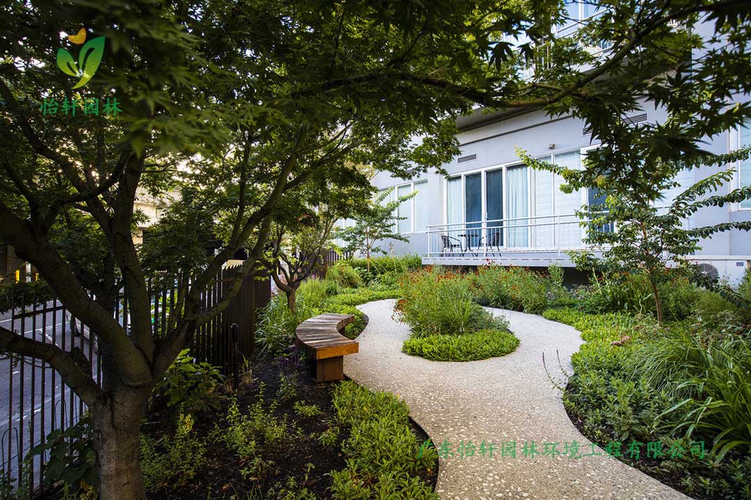 天河智慧城商業街小花園綠化工程實景圖